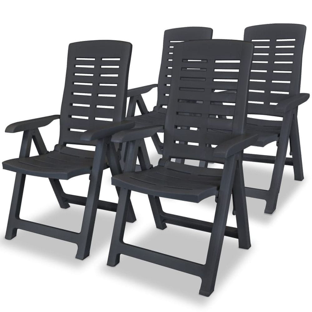 Vidaxl Sklápacie záhradné stoličky 4 ks, plast, antracitové
